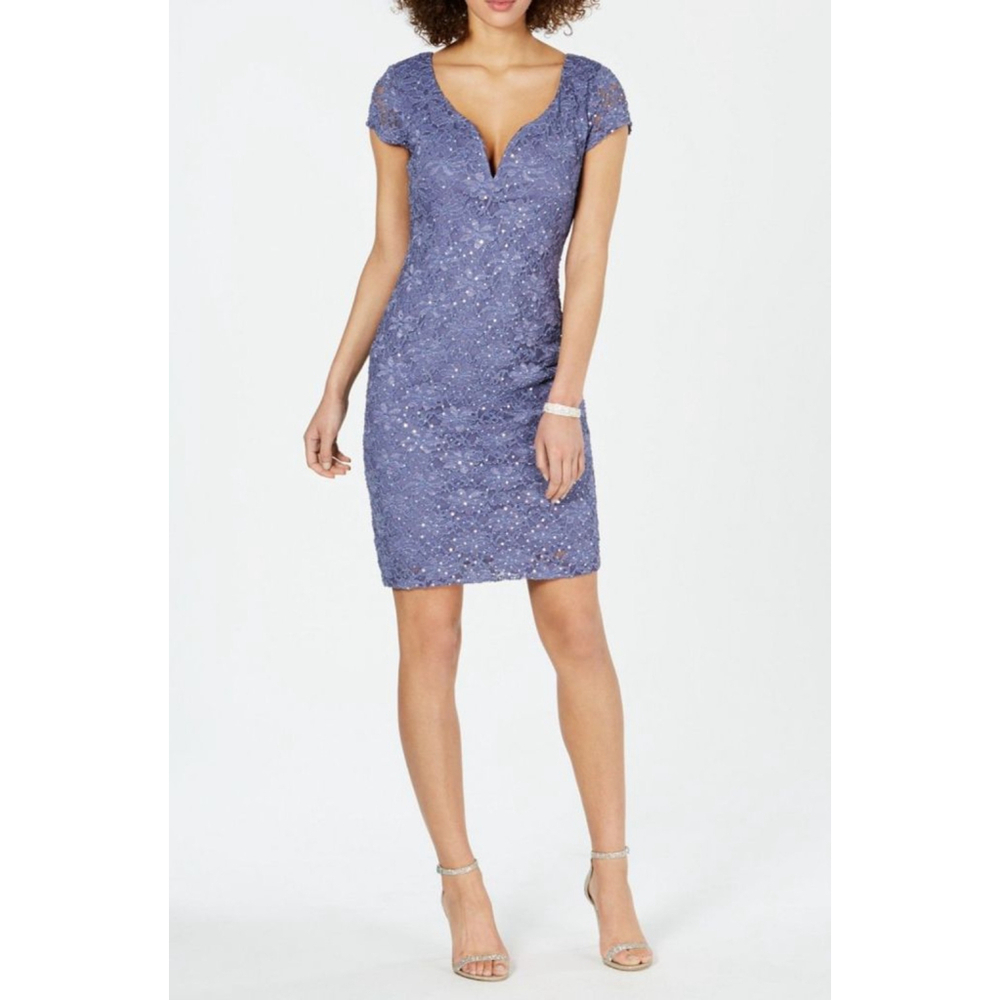 Women's Connected Apparel Periwinkle Sequin Lace Dress Size 14